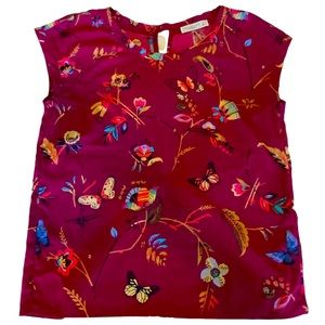 Abercrombie & Fitch Essentials Top Red Flowe Detailed Sleeveless Blouse Size S